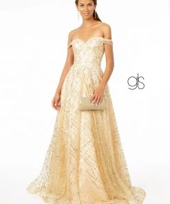 Long Off Shoulder Glitter Print Dress By Elizabeth K GL2887 Prom 13 Long Off Shoulder Glitter Print Dress By Elizabeth K GL2887 Prom