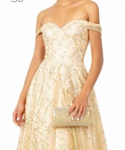 Long Off Shoulder Glitter Print Dress By Elizabeth K GL2887 Prom 14 Long Off Shoulder Glitter Print Dress By Elizabeth K GL2887 Prom