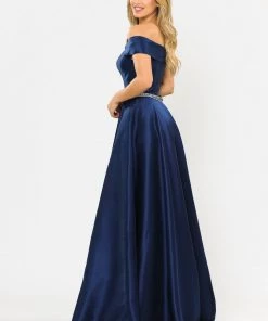 Long Off Shoulder Illusion V-Neck Dress By Poly USA 8680 25 Long Off Shoulder Illusion V-Neck Dress By Poly USA 8680