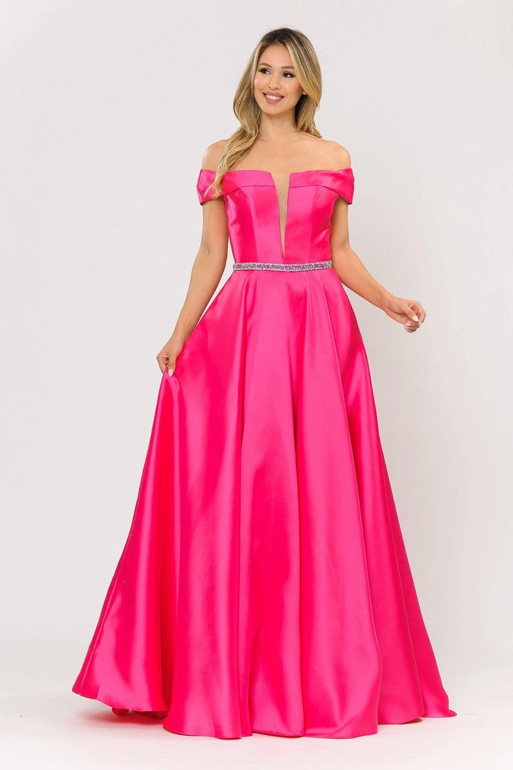 Long Off Shoulder Illusion V-Neck Dress By Poly USA 8680 7 Long Off Shoulder Illusion V-Neck Dress By Poly USA 8680