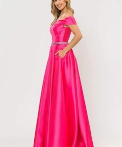 Long Off Shoulder Illusion V-Neck Dress By Poly USA 8680 29 Long Off Shoulder Illusion V-Neck Dress By Poly USA 8680