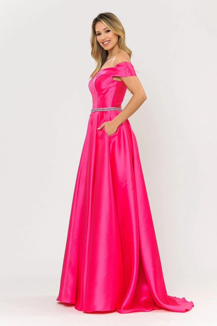 Long Off Shoulder Illusion V-Neck Dress By Poly USA 8680 9 Long Off Shoulder Illusion V-Neck Dress By Poly USA 8680