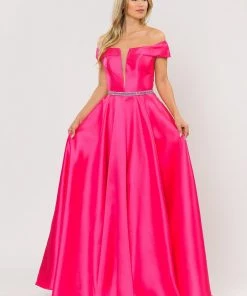 Long Off Shoulder Illusion V-Neck Dress By Poly USA 8680 30 Long Off Shoulder Illusion V-Neck Dress By Poly USA 8680