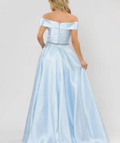 Long Off Shoulder Illusion V-Neck Dress By Poly USA 8680 32 Long Off Shoulder Illusion V-Neck Dress By Poly USA 8680