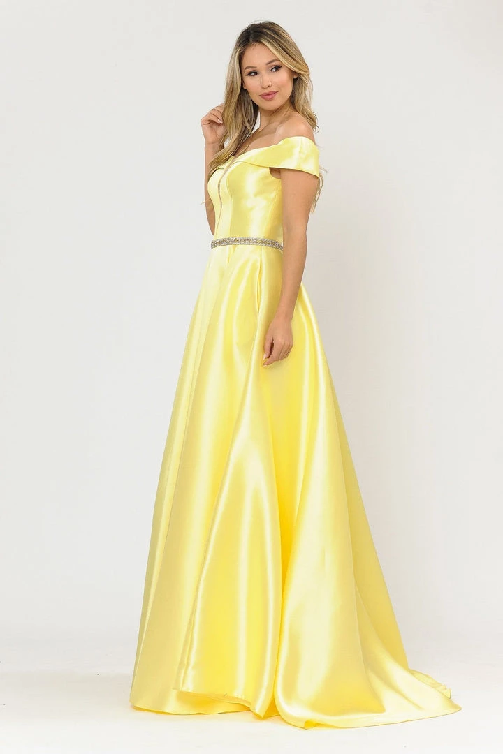 Long Off Shoulder Illusion V-Neck Dress By Poly USA 8680 17 Long Off Shoulder Illusion V-Neck Dress By Poly USA 8680