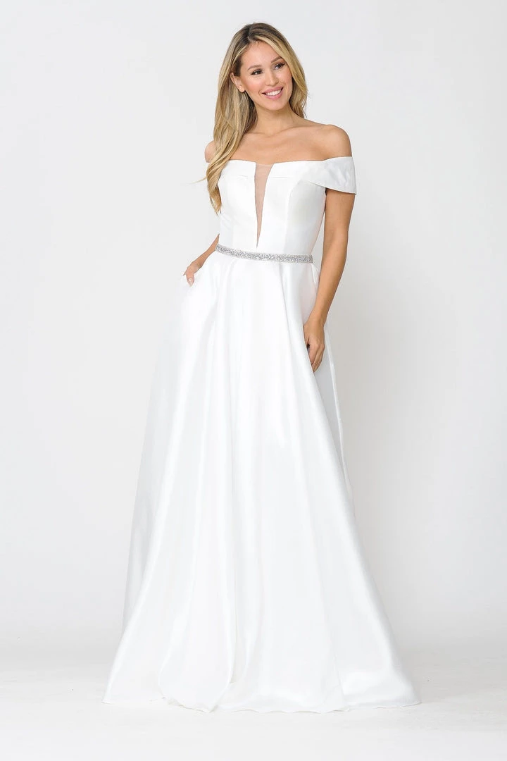 Long Off Shoulder Illusion V-Neck Dress By Poly USA 8680 19 Long Off Shoulder Illusion V-Neck Dress By Poly USA 8680