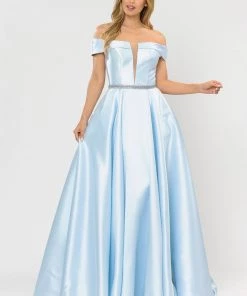 Long Off Shoulder Illusion V-Neck Dress By Poly USA 8680 34 Long Off Shoulder Illusion V-Neck Dress By Poly USA 8680