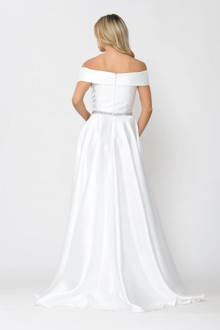 Long Off Shoulder Illusion V-Neck Dress By Poly USA 8680 20 Long Off Shoulder Illusion V-Neck Dress By Poly USA 8680