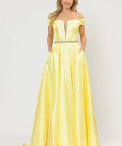 Long Off Shoulder Illusion V-Neck Dress By Poly USA 8680 38 Long Off Shoulder Illusion V-Neck Dress By Poly USA 8680