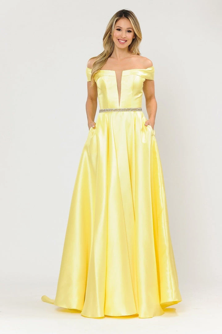 Long Off Shoulder Illusion V-Neck Dress By Poly USA 8680 18 Long Off Shoulder Illusion V-Neck Dress By Poly USA 8680