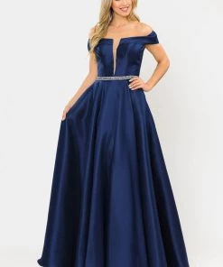 Long Off Shoulder Illusion V-Neck Dress By Poly USA 8680 26 Long Off Shoulder Illusion V-Neck Dress By Poly USA 8680