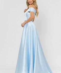 Long Off Shoulder Illusion V-Neck Dress By Poly USA 8680 33 Long Off Shoulder Illusion V-Neck Dress By Poly USA 8680