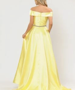 Long Off Shoulder Illusion V-Neck Dress By Poly USA 8680 36 Long Off Shoulder Illusion V-Neck Dress By Poly USA 8680