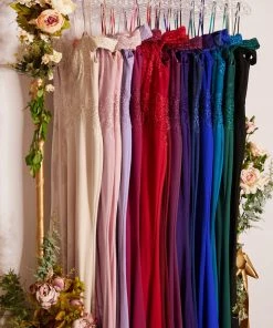 Long Off Shoulder Lace Bodice Dress By Cinderella Divine CF158