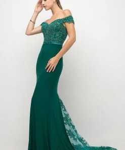 Long Off Shoulder Lace Dress By Cinderella Divine UV001 20 Long Off Shoulder Lace Dress By Cinderella Divine UV001