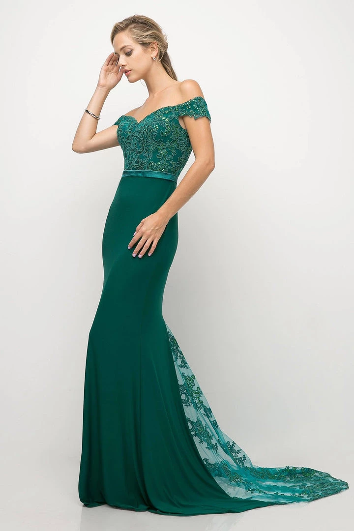 Long Off Shoulder Lace Dress By Cinderella Divine UV001 9 Long Off Shoulder Lace Dress By Cinderella Divine UV001