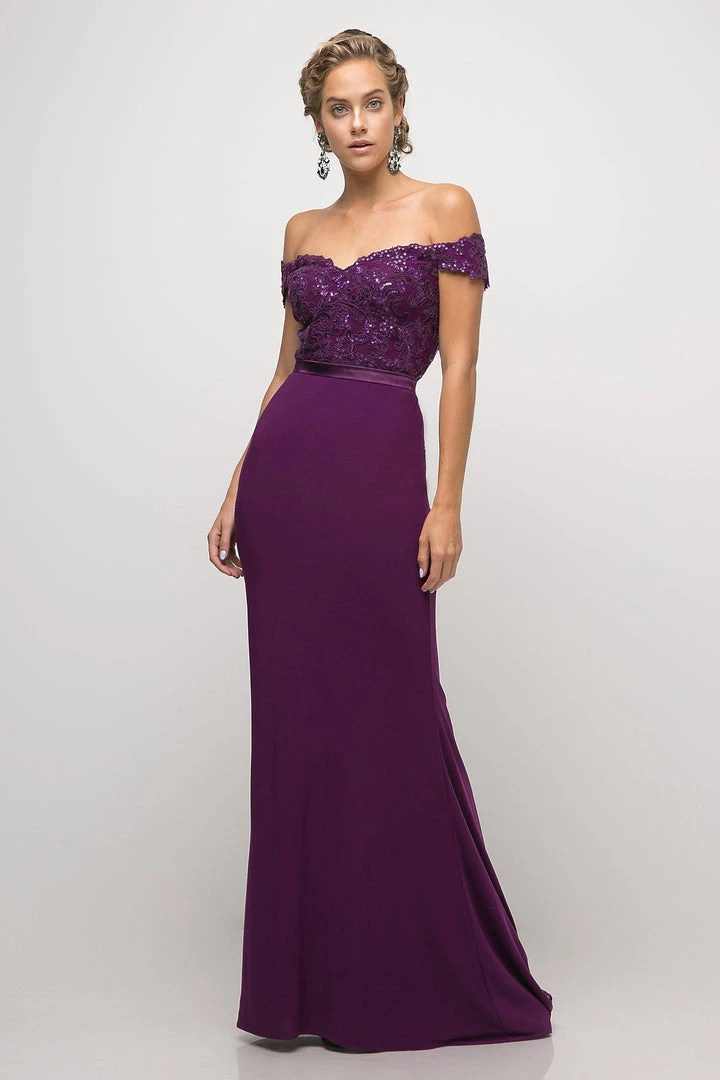 Long Off Shoulder Lace Dress By Cinderella Divine UV001 3 Long Off Shoulder Lace Dress By Cinderella Divine UV001