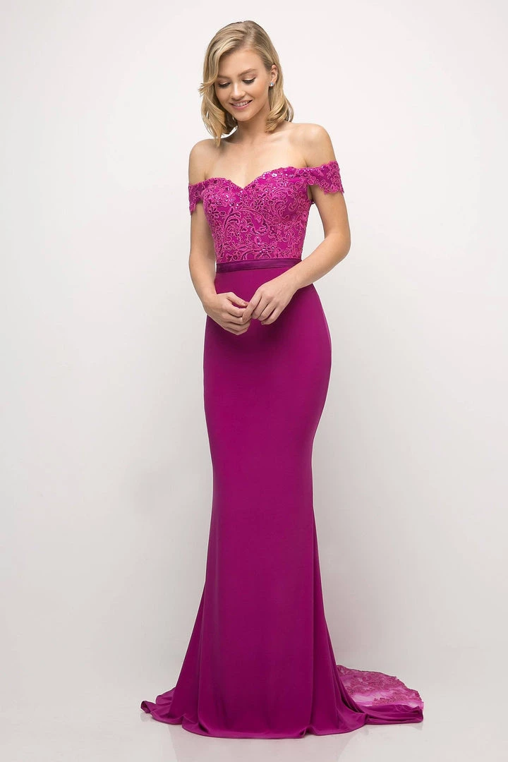 Long Off Shoulder Lace Dress By Cinderella Divine UV001 12 Long Off Shoulder Lace Dress By Cinderella Divine UV001