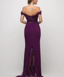 Long Off Shoulder Lace Dress By Cinderella Divine UV001 15 Long Off Shoulder Lace Dress By Cinderella Divine UV001