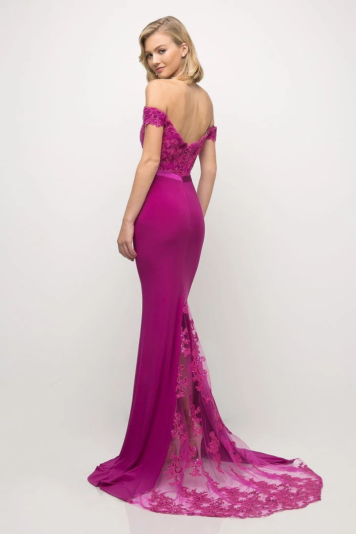 Long Off Shoulder Lace Dress By Cinderella Divine UV001 13 Long Off Shoulder Lace Dress By Cinderella Divine UV001