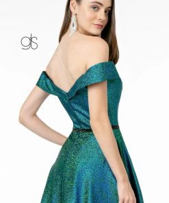 Long Off Shoulder Metallic Glitter Dress By Elizabeth K GL2982 Prom 20 Long Off Shoulder Metallic Glitter Dress By Elizabeth K GL2982 Prom