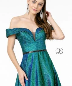 Long Off Shoulder Metallic Glitter Dress By Elizabeth K GL2982 Prom 19 Long Off Shoulder Metallic Glitter Dress By Elizabeth K GL2982 Prom