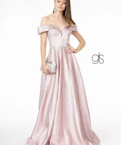 Long Off Shoulder Metallic Glitter Dress By Elizabeth K GL2982 Prom 27 Long Off Shoulder Metallic Glitter Dress By Elizabeth K GL2982 Prom