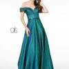 Long Off Shoulder Metallic Glitter Dress By Elizabeth K GL2982 Prom