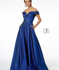 Long Off Shoulder Metallic Glitter Dress By Elizabeth K GL2982 Prom 25 Long Off Shoulder Metallic Glitter Dress By Elizabeth K GL2982 Prom