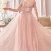 Long Off Shoulder Tulle Dress By Cinderella Divine CD0172