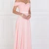 Prom Ruched Long Off Shoulder Blush Dress Elizabeth K