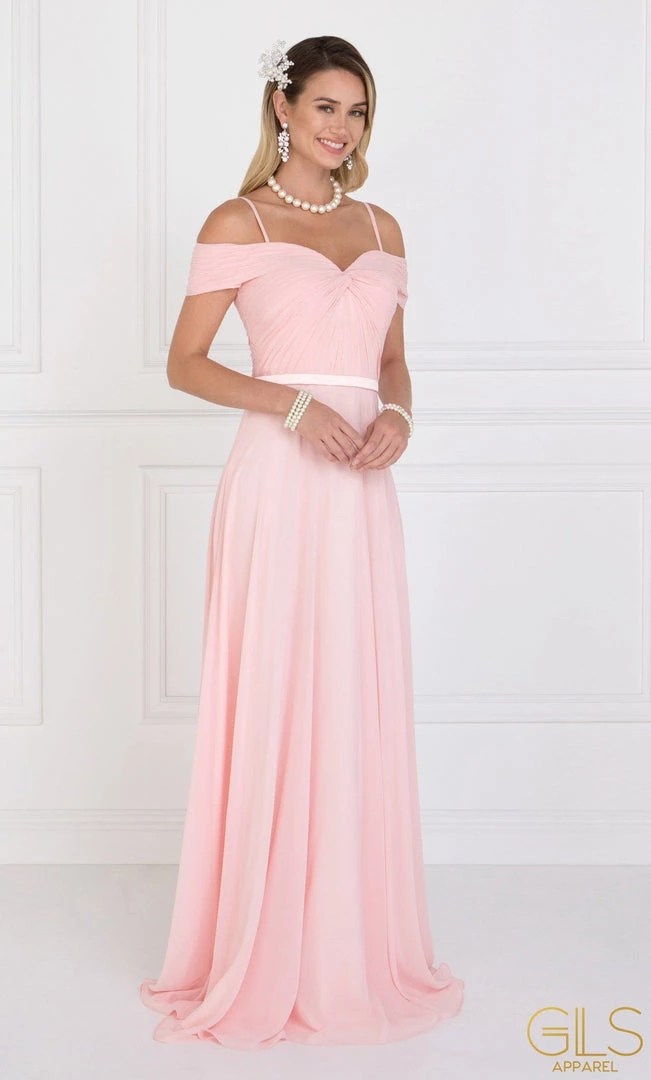 Prom Ruched Long Off Shoulder Blush Dress Elizabeth K 3 Prom Ruched Long Off Shoulder Blush Dress Elizabeth K
