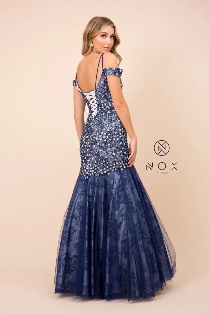 Prom Long Off The Shoulder Dress With Corset Back By Nox Anabel 8328 6 Prom Long Off The Shoulder Dress With Corset Back By Nox Anabel 8328