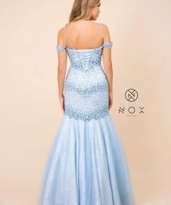Prom Long Off The Shoulder Dress With Corset Back By Nox Anabel 8328 8 Prom Long Off The Shoulder Dress With Corset Back By Nox Anabel 8328