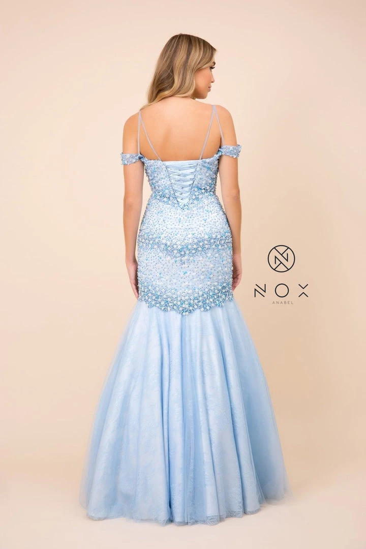 Prom Long Off The Shoulder Dress With Corset Back By Nox Anabel 8328 4 Prom Long Off The Shoulder Dress With Corset Back By Nox Anabel 8328