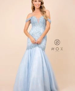 Prom Long Off The Shoulder Dress With Corset Back By Nox Anabel 8328