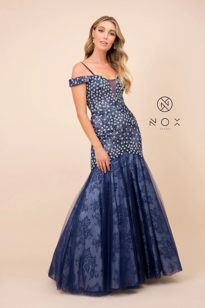 Prom Long Off The Shoulder Dress With Corset Back By Nox Anabel 8328 5 Prom Long Off The Shoulder Dress With Corset Back By Nox Anabel 8328