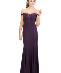 Starbox Long Off The Shoulder Dress With Embellished Top By Star Box 17404