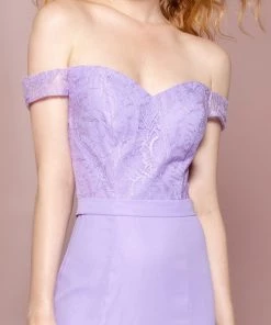 Long Off The Shoulder Dress With Lace Bodice By Elizabeth K GL2697 Prom 18 Long Off The Shoulder Dress With Lace Bodice By Elizabeth K GL2697 Prom