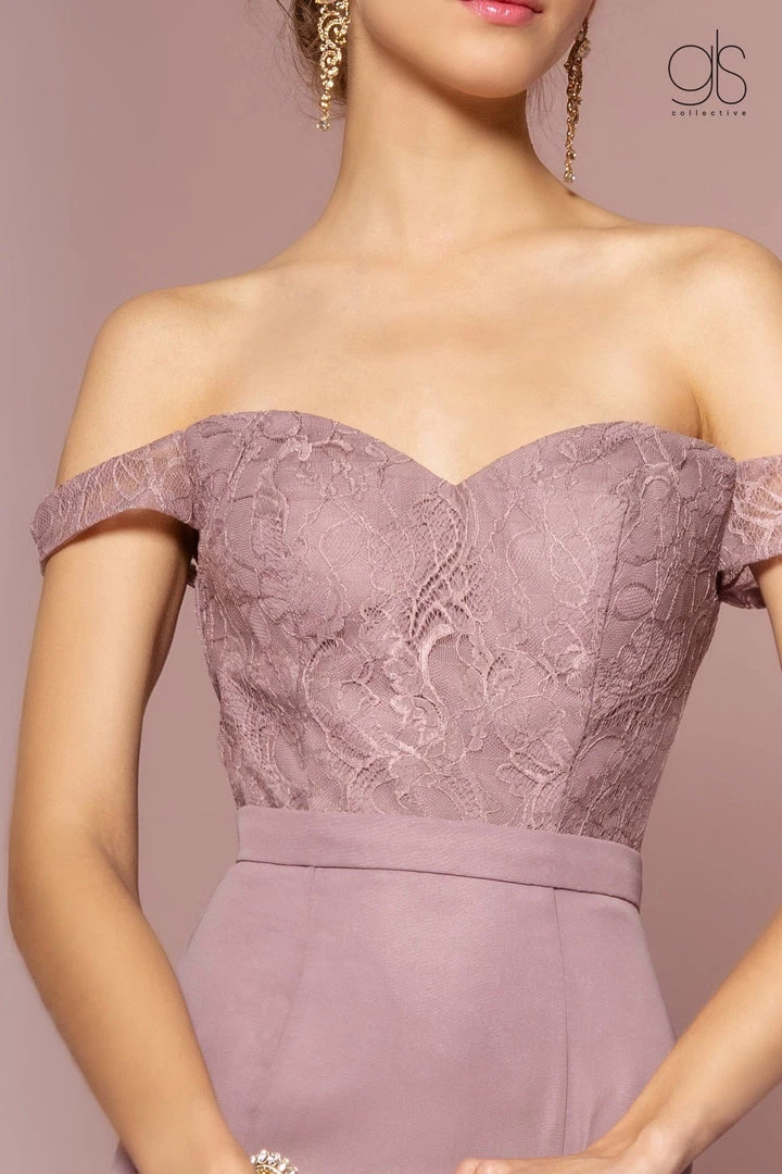 Long Off The Shoulder Dress With Lace Bodice By Elizabeth K GL2697 Prom 12 Long Off The Shoulder Dress With Lace Bodice By Elizabeth K GL2697 Prom