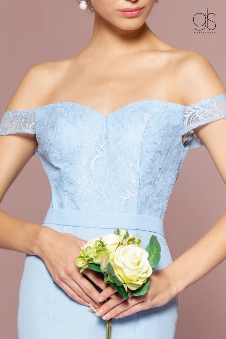 Long Off The Shoulder Dress With Lace Bodice By Elizabeth K GL2697 Prom 5 Long Off The Shoulder Dress With Lace Bodice By Elizabeth K GL2697 Prom