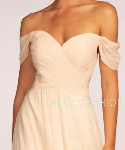 Long Off The Shoulder Dress With Pleated Bodice By Elizabeth K GL2550 17 Long Off The Shoulder Dress With Pleated Bodice By Elizabeth K GL2550