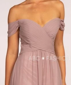 Long Off The Shoulder Dress With Pleated Bodice By Elizabeth K GL2550 14 Long Off The Shoulder Dress With Pleated Bodice By Elizabeth K GL2550