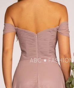 Long Off The Shoulder Dress With Pleated Bodice By Elizabeth K GL2550 15 Long Off The Shoulder Dress With Pleated Bodice By Elizabeth K GL2550
