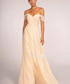Long Off The Shoulder Dress With Pleated Bodice By Elizabeth K GL2550 16 Long Off The Shoulder Dress With Pleated Bodice By Elizabeth K GL2550