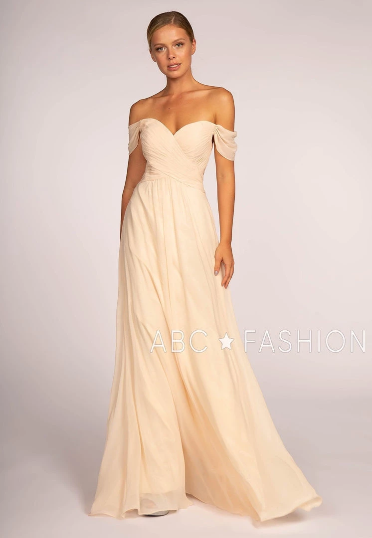 Long Off The Shoulder Dress With Pleated Bodice By Elizabeth K GL2550 7 Long Off The Shoulder Dress With Pleated Bodice By Elizabeth K GL2550