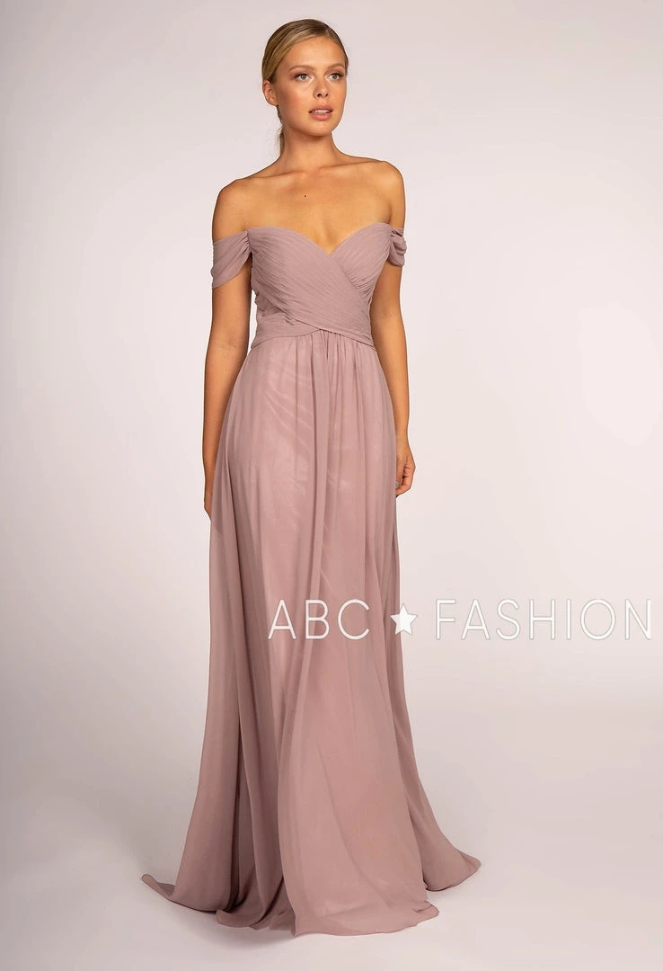 Long Off The Shoulder Dress With Pleated Bodice By Elizabeth K GL2550 3 Long Off The Shoulder Dress With Pleated Bodice By Elizabeth K GL2550