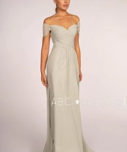 Long Off The Shoulder Dress With Pleated Bodice By Elizabeth K GL2550 18 Long Off The Shoulder Dress With Pleated Bodice By Elizabeth K GL2550