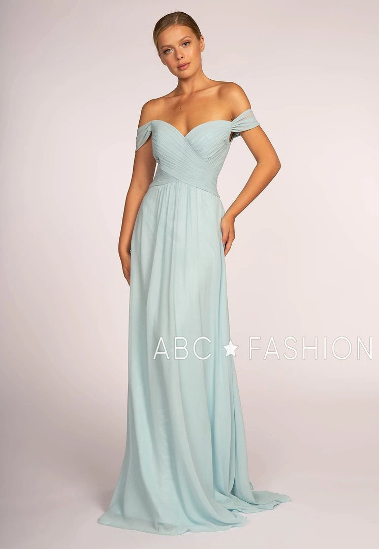 Long Off The Shoulder Dress With Pleated Bodice By Elizabeth K GL2550 11 Long Off The Shoulder Dress With Pleated Bodice By Elizabeth K GL2550