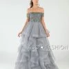 Long Off The Shoulder Dress With Tiered Skirt By Poly USA 8006 Prom 1 Long Off The Shoulder Dress With Tiered Skirt By Poly USA 8006 Prom